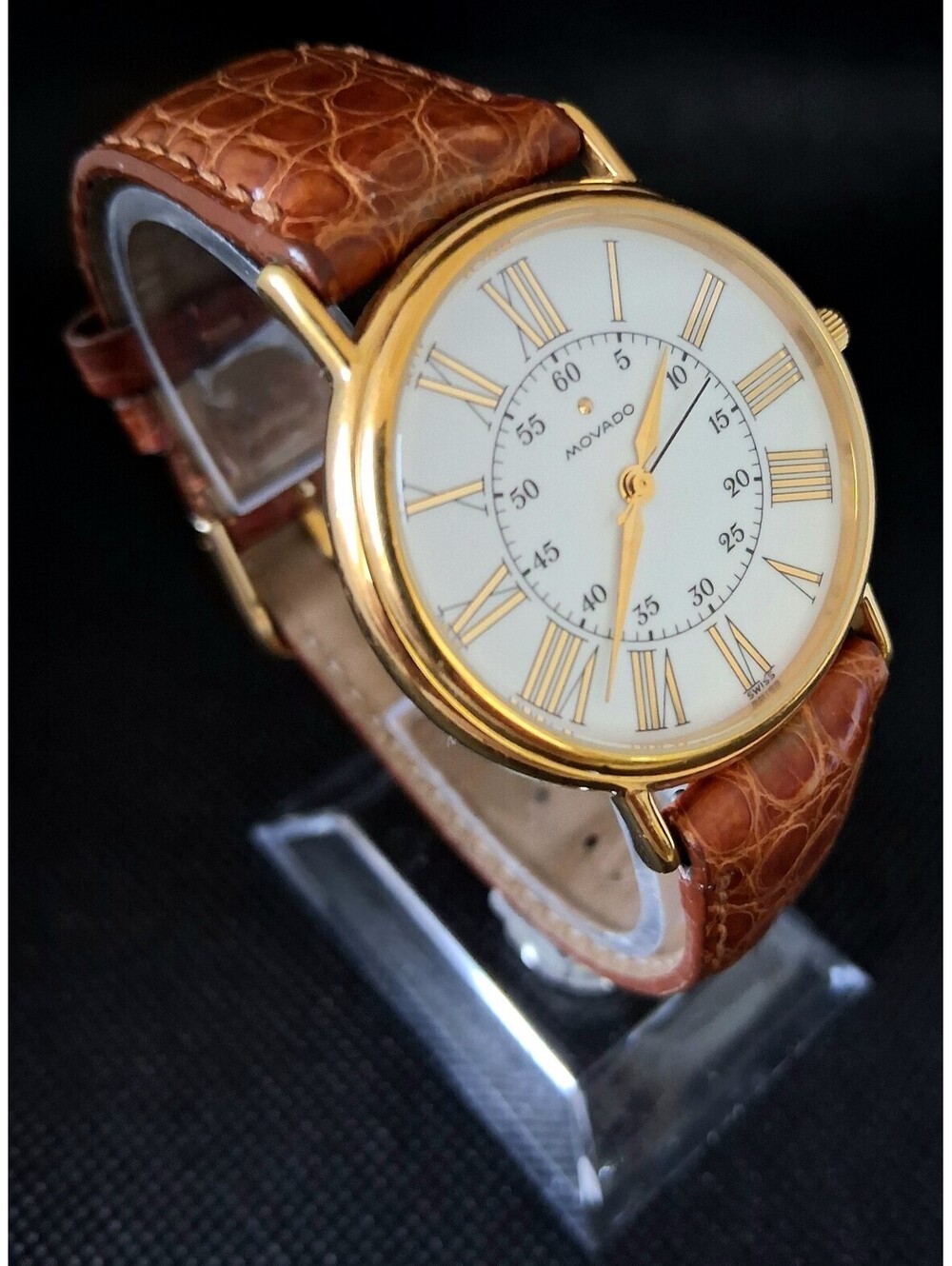 Movado 87-59-885K Gold Filled Vintage Leather Watch